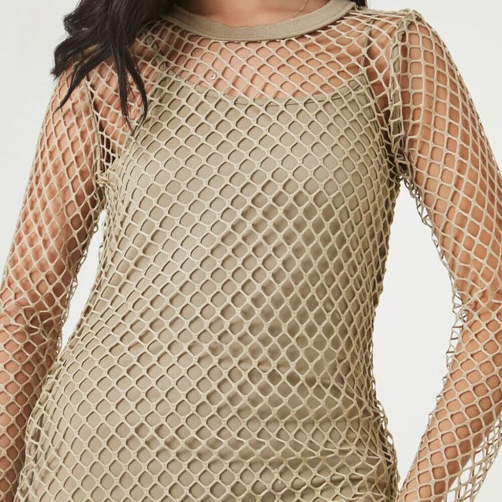 NWT ALMOST FAMOUS TAN MESH DRESS